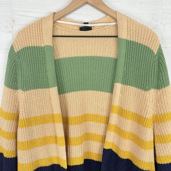 Torrid Sweater Knit Long Duster Cardigan 2X Mix Yarn Color Block Open Front - Picture 3 of 16